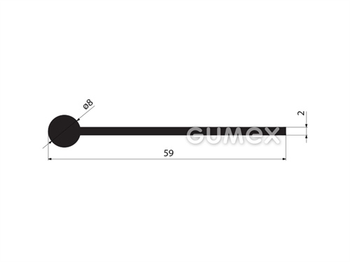 Gumový profil tvaru "I", 59x8/2mm, 70°ShA, EPDM, -40°C/+100°C, čierny